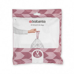 Brabantia PerfectFit NewIcon 1005507 Trash Bags, Size V, 3 L, 40 Count, White