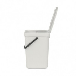 Brabantia Sort&Go 1005511 Recycling Bin, 12 L, Handle, Wall-mountable, Light Gray