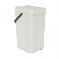 Brabantia Sort&Go 1005516 Recycling Bin, 16 L, Handle, Wall-mountable, Light Gray