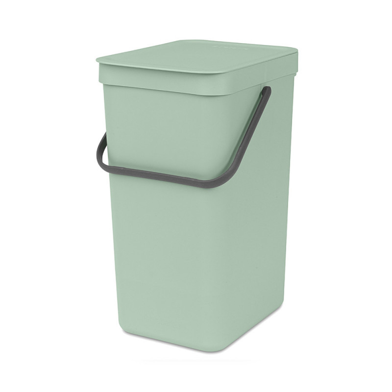 Brabantia Sort&Go 1005517 Recycling Bin, 16 L, Handle, Wall-mountable, Light Green