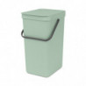 Brabantia Sort&Go 1005517 Recycling Bin, 16 L, Handle, Wall-mountable, Light Green