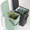 Кош за разделно събиране на боклук Brabantia Sort&Go 1005518, 2x16 л, Монтаж върху врата на кухненски шкаф, Сив/зелен