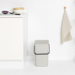 Кош за разделно събиране на боклук Brabantia Sort&Go 1005521, 25 л, Дръжка, Възможност за стенен монтаж, Светлосив