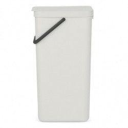 Brabantia Sort&Go 1005554 Recycling Bin, 40 L, Handle, Wall-mountable, Light Gray