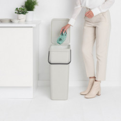 Кош за разделно събиране на боклук Brabantia Sort&Go 1005554, 40 л, Дръжка, Възможност за стенен монтаж, Светлосив