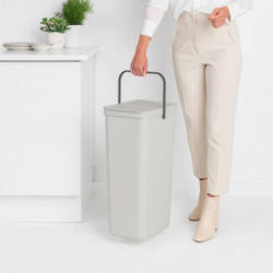 Brabantia Sort&Go 1005554 Recycling Bin, 40 L, Handle, Wall-mountable, Light Gray