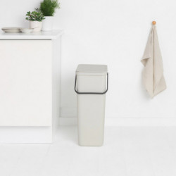 Brabantia Sort&Go 1005554 Recycling Bin, 40 L, Handle, Wall-mountable, Light Gray