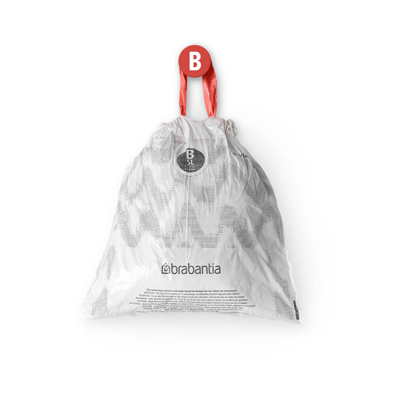 Brabantia PerfectFit σακούλες κάδων απορριμμάτων 1005562, μέγεθος B, 5 l, 10 τεμάχια, λευκό
