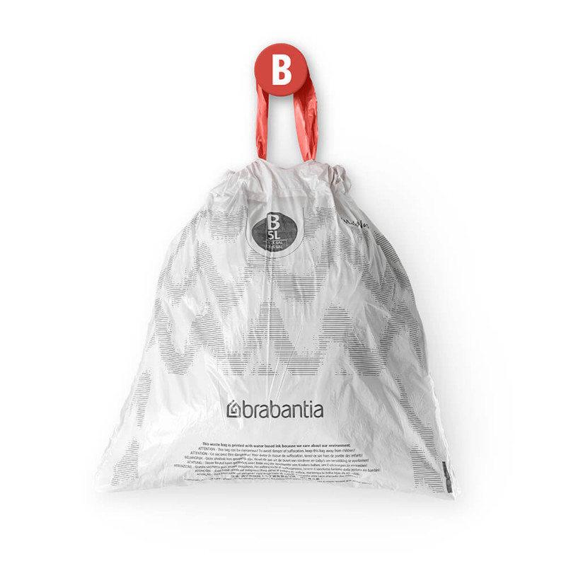 Brabantia PerfectFit σακούλες κάδων απορριμμάτων 1005563, μέγεθος B, 5 l, 40 τεμάχια, λευκό
