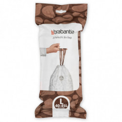Σακούλα απορριμμάτων Brabantia PerfectFit FlatBack+/Touch 1005574, μέγεθος L, 40-45 l, 20 τεμάχια, λευκό