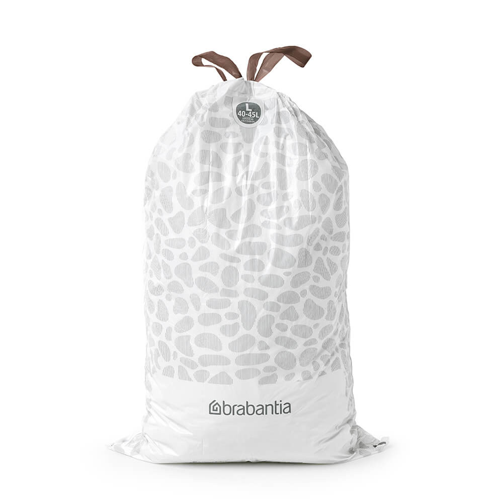 Торба за кош Brabantia PerfectFit FlatBack+/Touch 1005574, Размер L, 40-45 л, 20 броя, Бял