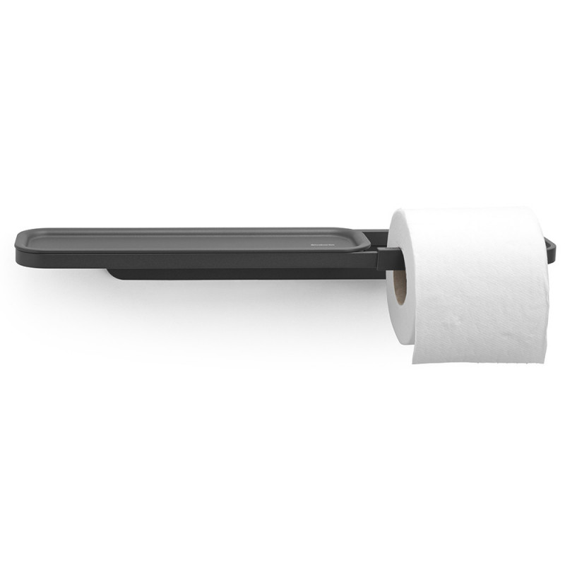 Brabantia MindSet 1005667 Toilet Paper Holder with Shelf, Easy to Install, Mineral Finish, Dark Gray