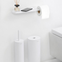 Brabantia MindSet 1005668 Toilet Paper Holder with Shelf, Easy to Install, Mineral Finish, White