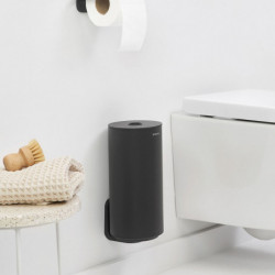 Brabantia MindSet Mineral Toilet Paper Holder 1005676, Double, Floor- or Wall-Mounted, Mineral Finish, Dark Gray