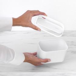 Кошче за отпадъци за баня Brabantia MindSet 1005689, Минерално покритие, Люлеещ се капак, Бял