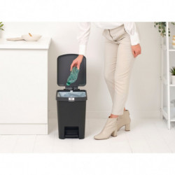 Кош за боклук с педал Brabantia StepUp 1008482, 25 л, Екологични материали, Голям отвор, Тъмносив