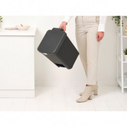 Κάδος απορριμμάτων με πεντάλ Brabantia StepUp 1008482, 25 L, Οικολογικά υλικά, Μεγάλο άνοιγμα, Σκούρο γκρι