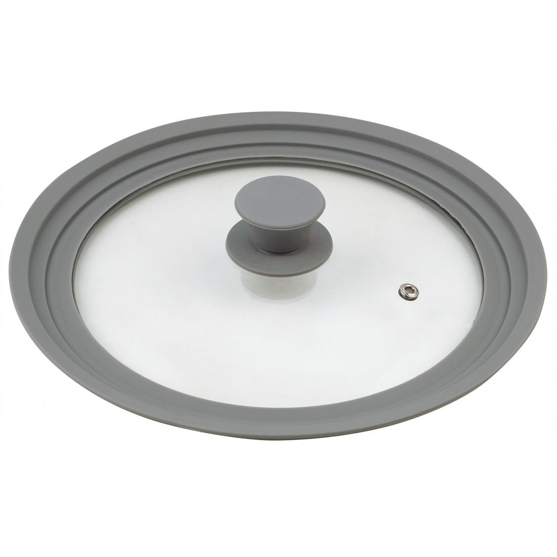 Капак Kinghoff KH 1649, 24/26/28 cм, Стъклен, Силиконов ръб, Универсален, Сив