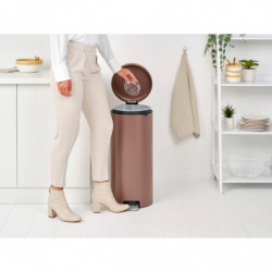 Brabantia NewIcon 1008853 Pedal Bin, 30 L, Soft-Close, Non-Slip Base, Satin Finish, Brown