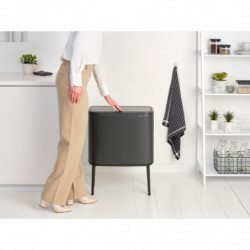 Brabantia Bo Touch Trash Can 1008854, 36 L, Smooth and Quiet Opening, Large Opening, Dark Gray
