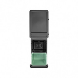 Brabantia Sort&Go 1008862 Recycling Bin, 2x15 L, Built-in with telescopic frame, Gray/Green