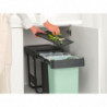 Cos de gunoi colectare selectiva Brabantia Sort&Go 1008862, 2x15 L, Montaj intern cu cadru telescopic, Gri/verde