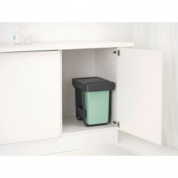 Brabantia Sort&Go κάδος χωριστής συλλογής 1008862, 2x15 l, Εσωτερική τοποθέτηση με τηλεσκοπικό πλαίσιο, Γκρι/πράσινο