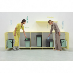 Κάδος χωριστής συλλογής Brabantia Sort&Go 1008863, 2x30 l, Εσωτερική τοποθέτηση με τηλεσκοπικό πλαίσιο, Γκρι/πράσινο