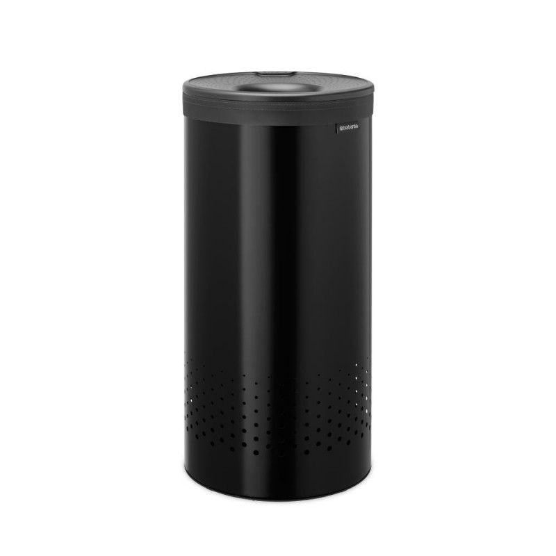 Brabantia 1008916 Καλάθι πλυντηρίου ρούχων, 35 L, πλαστικό καπάκι, πλήρωση χωρίς άνοιγμα, οπές εξαερισμού, μαύρο