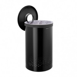 Brabantia Laundry Basket 1008918, 60 L, Plastic Lid, Top-loading, Ventilation Holes, Black