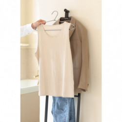 Brabantia Linn 1008927 Multi-Functional Clothes Rack, 3 Shelves, Oval Section for Hanging Jackets, Rust-Resistant, Black