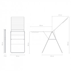 Сушилник за дрехи Brabantia Hangon 1004167, 25 м, 8 закачалки, Регулируем, Заключване за деца, Бял