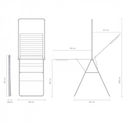 Сушилник за дрехи Brabantia Hangon, 25m, допълнителен прът, Fresh White