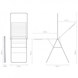 Сушилник за дрехи Brabantia Hangon 1004171, 25 м, 8 закачалки, Заключване за деца, Допълнителен прът, Черен мат