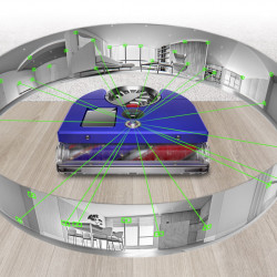 Aspirator Dyson RB03 360 Vis Nav Bl/Ni, Autonomie pana la 65 min, SMART, 26 senzori, Navigație vizuala 360°, Control vocal, Albastru/Gri