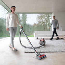 Прахосмукачка Dyson Cin BigBall AbPr, 700W, 1.5l, Клас А, Циклонна система Cinetic, Самоизправащя се, Без смяна на филтри, Сив/червен