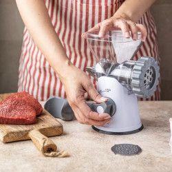 Kinghoff KH 1874 Meat Grinder, Stainless Steel Blades, Fine/Coarse Grinding, Accessories, White/Gray