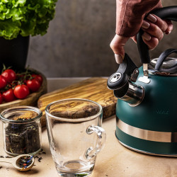 Τσαγιέρα με σφυρίχτρα Kinghoff KH 1855, 1.8 l, Επαγωγή, Θερμομονωμένη λαβή, Πράσινο