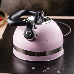 Τσαγιέρα με σφυρίχτρα Kinghoff KH 1856, 1.8 l, Επαγωγή, Θερμομονωμένη λαβή, Ροζ