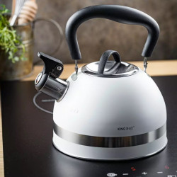 Τσαγιέρα με σφυρίχτρα Kinghoff KH 1852, 1.8 l, Επαγωγή, Θερμομονωμένη λαβή, Λευκό
