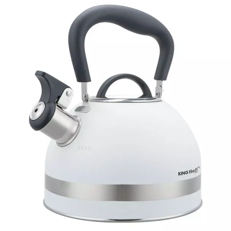 Τσαγιέρα με σφυρίχτρα Kinghoff KH 1852, 1.8 l, Επαγωγή, Θερμομονωμένη λαβή, Λευκό