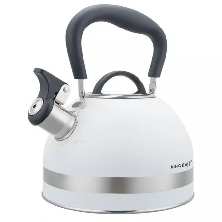 Τσαγιέρα με σφυρίχτρα Kinghoff KH 1852, 1.8 l, Επαγωγή, Θερμομονωμένη λαβή, Λευκό