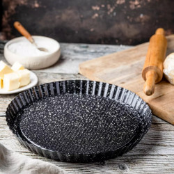 Klausberg KB 7836 Tart Pan, 28 cm, Stainless Steel, Non-stick Coating, Black