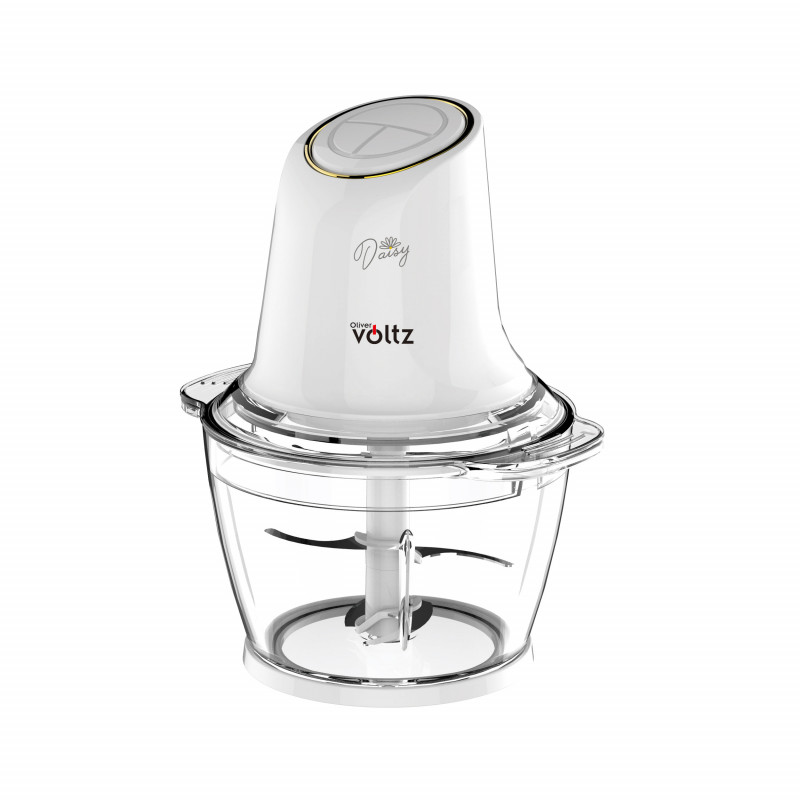 Чопър Oliver Voltz Daisy OV51111W, 600W, 1 л, Стъклена купа, Двоен нож, Пулс, Бял