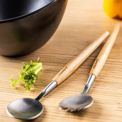 Klausberg KB 7786 Salad Bowl and 2-Piece Salad Server Set, Ceramic, Stainless Steel, Black