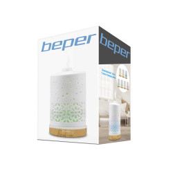 Beper 70.404 Aroma Diffuser, USB 5V, 100 ml, 2 modes, Ceramic lid, LED light, 7 colors, White