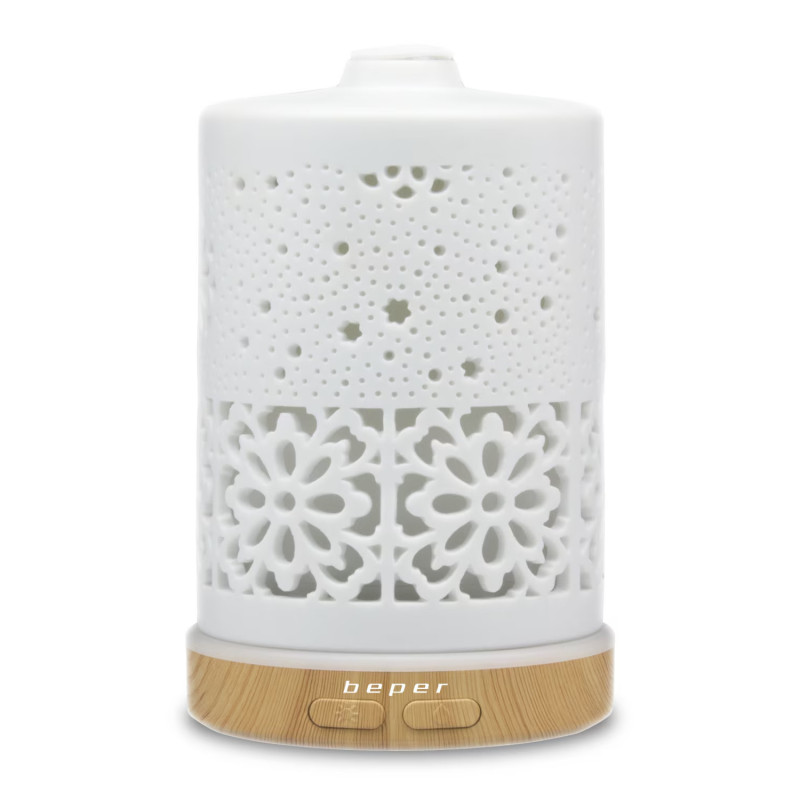 Beper 70.404 Aroma Diffuser, USB 5V, 100 ml, 2 modes, Ceramic lid, LED light, 7 colors, White