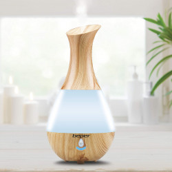 Beper 70.405 Aroma Diffuser, 4 W, 235 ml, Suitable for essential oils, LED light, 7 colors, Wooden