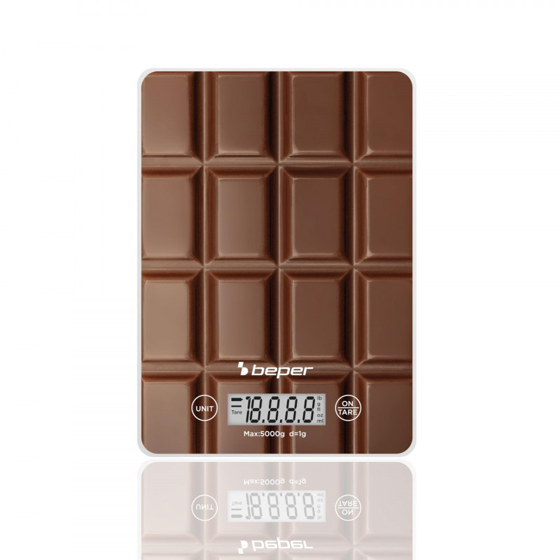 Beper P102BIL002 Kitchen Scale, Up to 5 kg, g/lb, LCD Display, TAPA, Auto Shut-Off, Brown