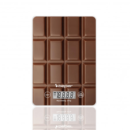 Beper P102BIL002 Kitchen Scale, Up to 5 kg, g/lb, LCD Display, TAPA, Auto Shut-Off, Brown